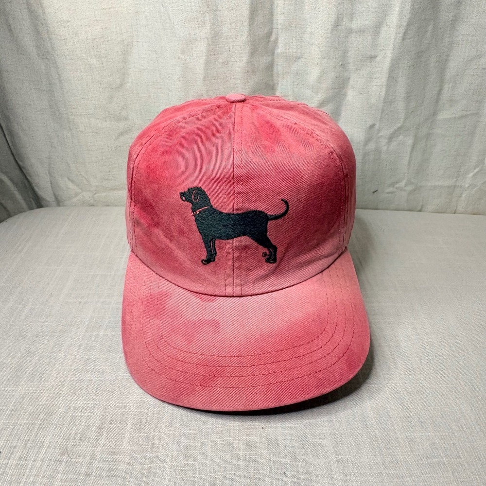 Vtg The Black Dog Marthas Vineyard Red Cotton Twill Adjustable Strapback Hat Cap